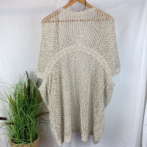 Eileen Fisher Tan Crochet Open Front Cardigan Sweater S - Picture 2 of 7